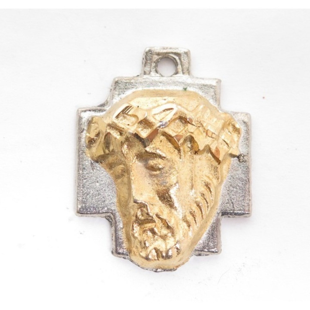 Vintage Catholic two toned‎ necklace pendant medal